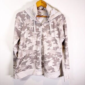 Athleta Camouflage Zip-Up Hoodie - Gray and Cream